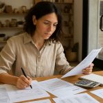 “Small business owner reviewing tax documents and W-9 forms at desk - GetW9”